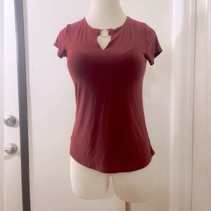 Golden Ring Red Wine Stretching Jersey Top Blouse